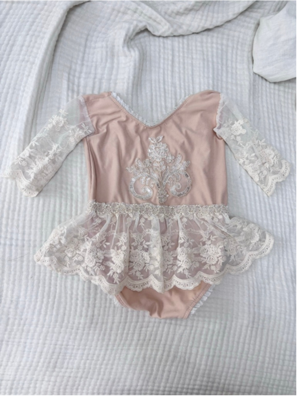 Baby Unbranded Pink & Cream Lace Ballet core Bodysuit One Size